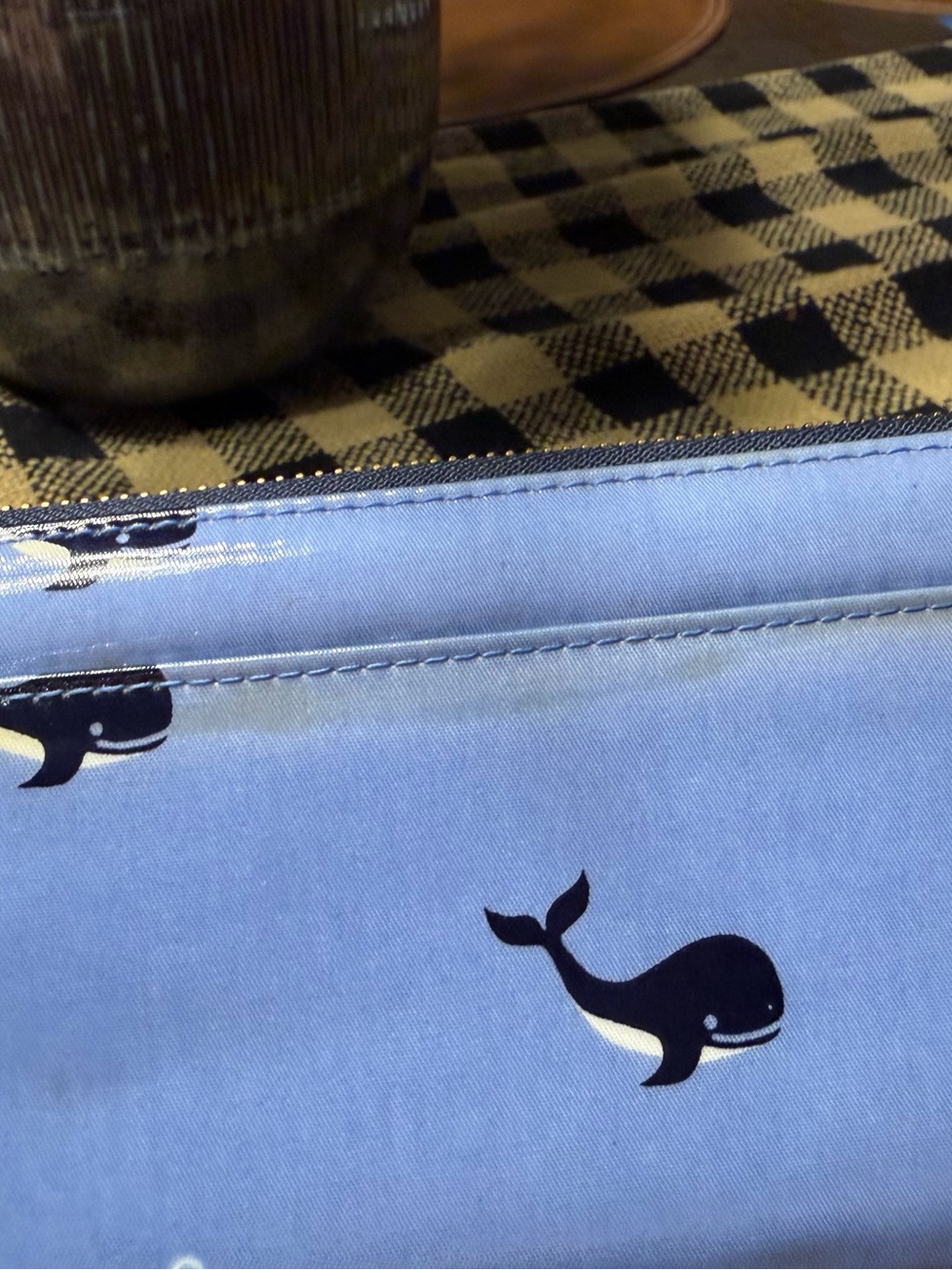 kate spade light blue wallet with navy whale print - Picture 10 of 10